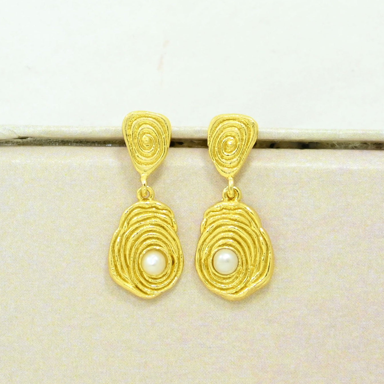 Boho pearl earrings gold plated