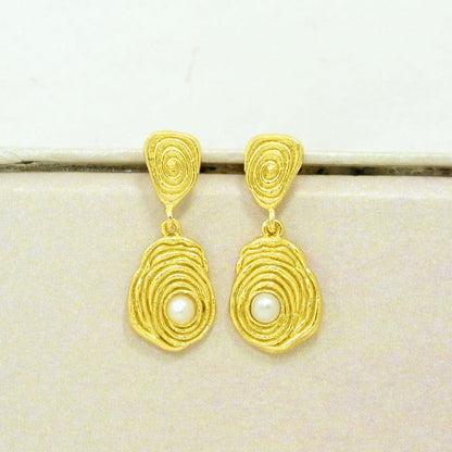 Boho pearl earrings gold plated