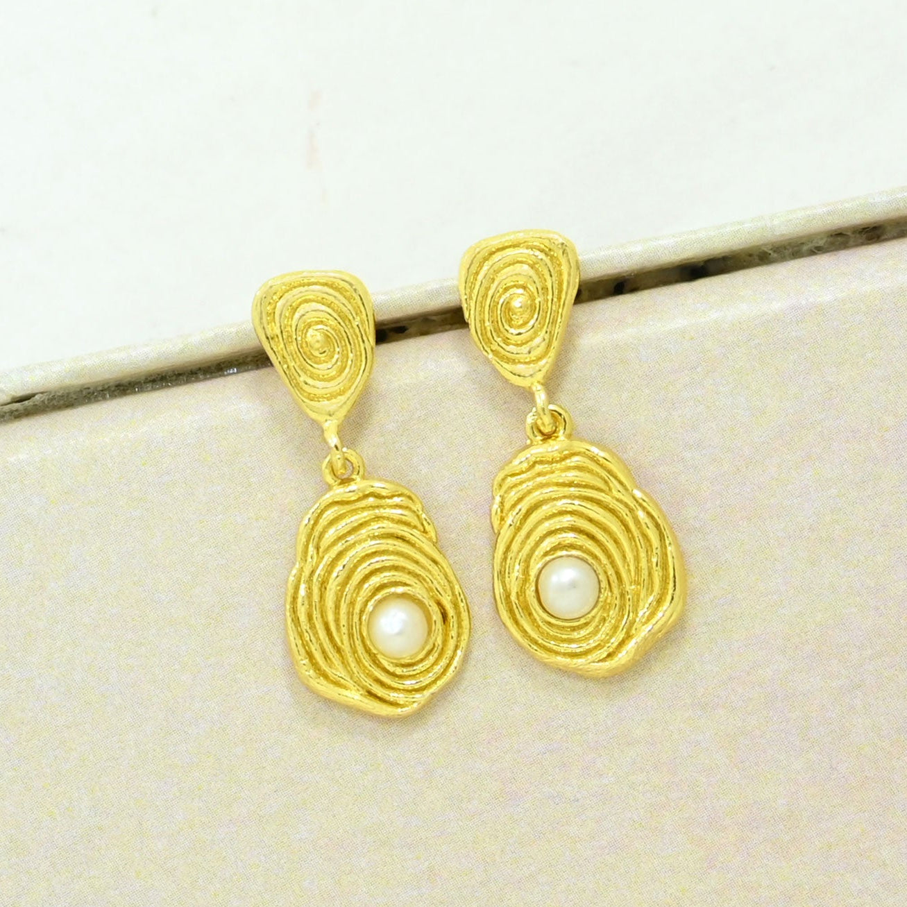 Boho pearl earrings gold plated