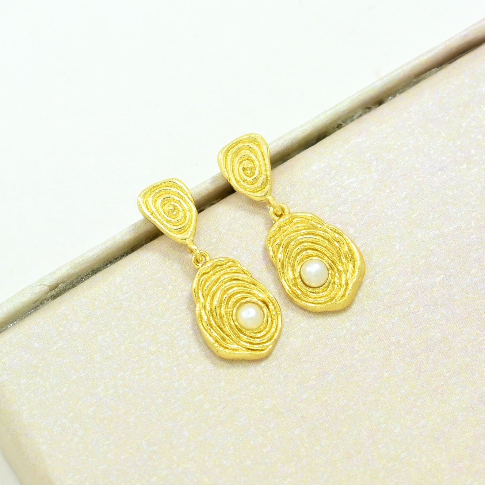 Boho pearl earrings gold plated