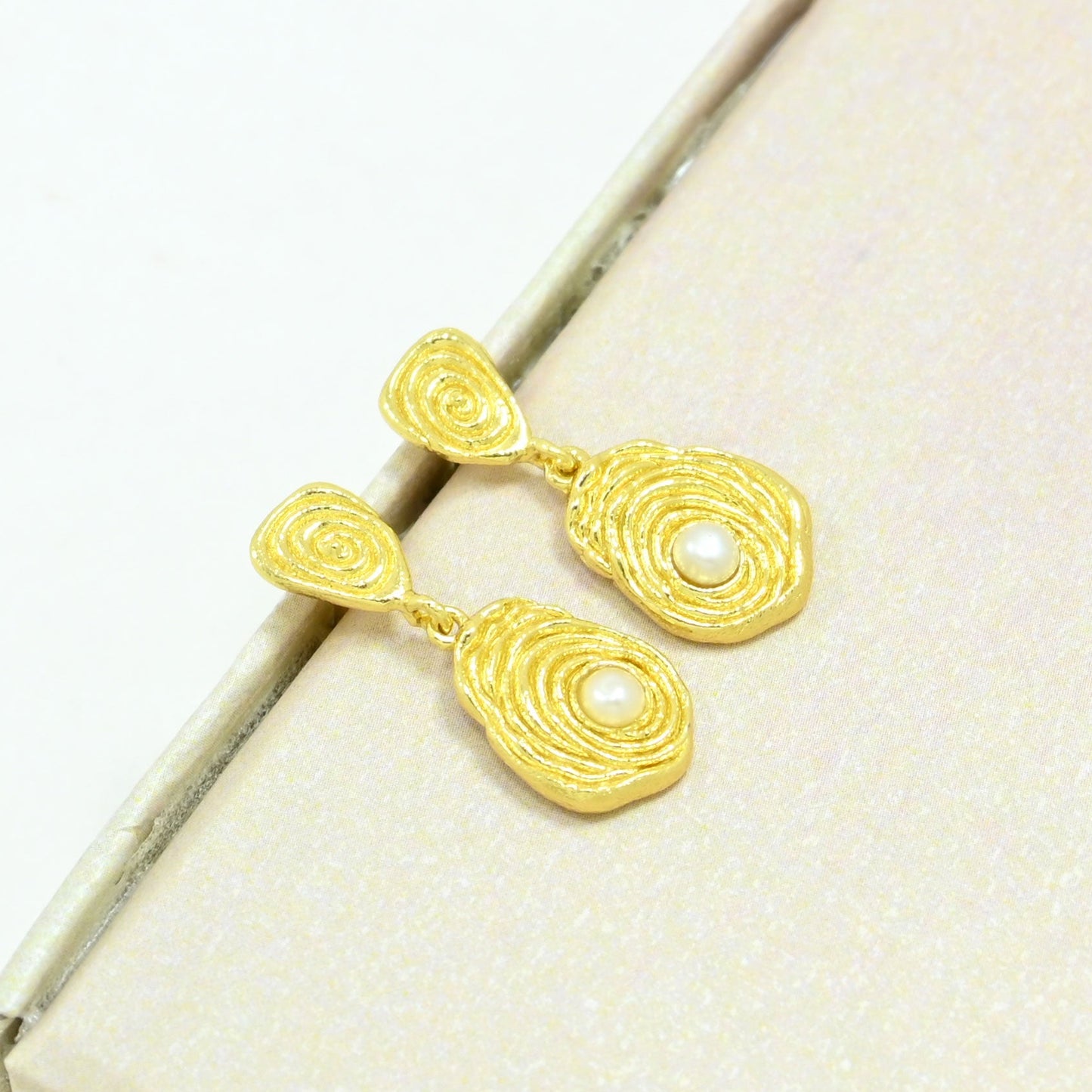 Boho pearl earrings gold plated