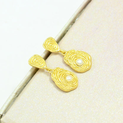 Boho pearl earrings gold plated