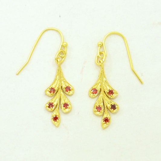 pink tourmaline earring gold plated