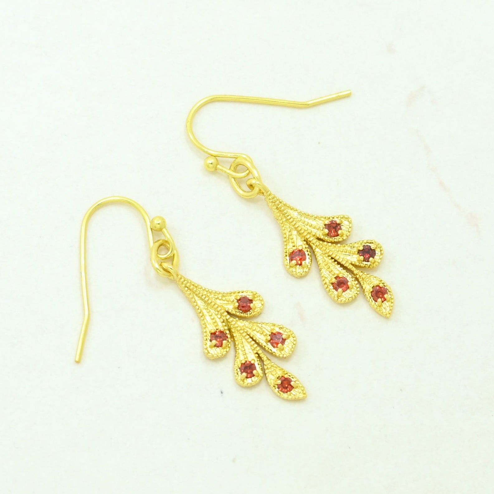 pink tourmaline earring gold plated