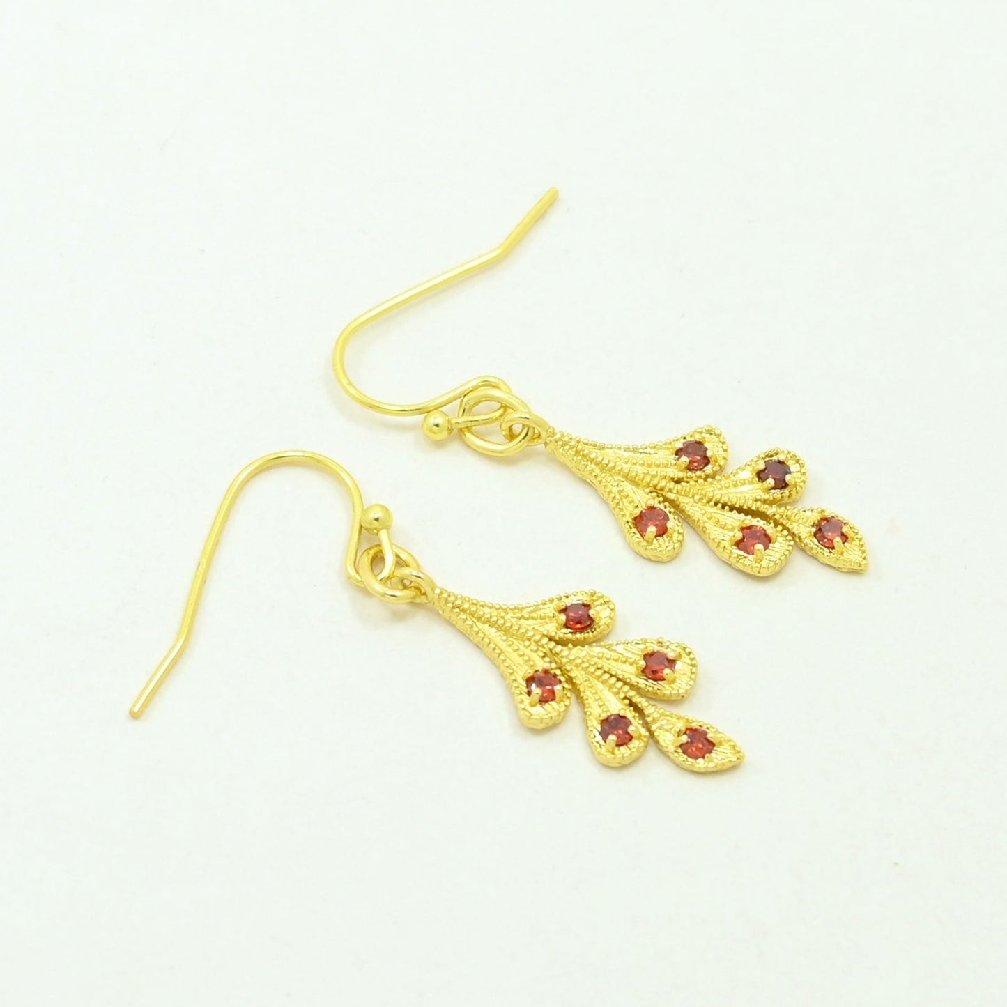 pink tourmaline drop earring gold plated