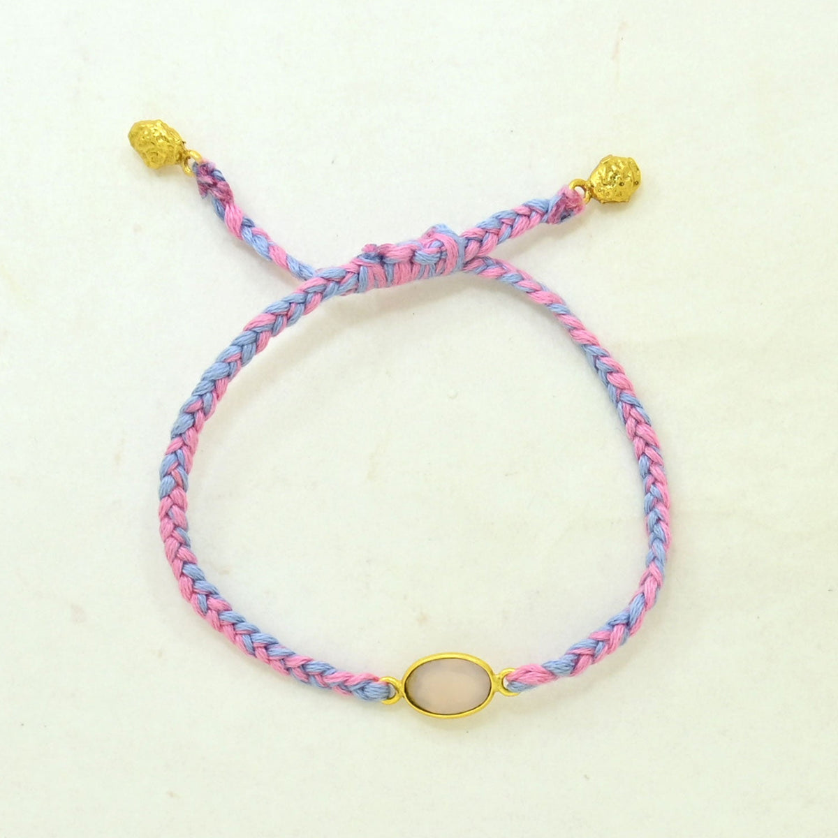 Hand-Woven Multicolor Braided Bracelet - Rose Quartz