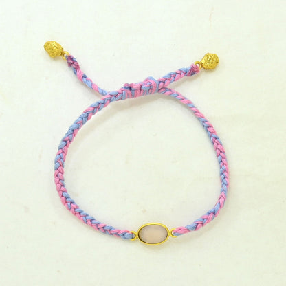Hand-Woven Multicolor Braided Bracelet - Rose Quartz