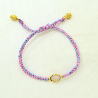 Hand-Woven Multicolor Braided Bracelet - Rose Quartz