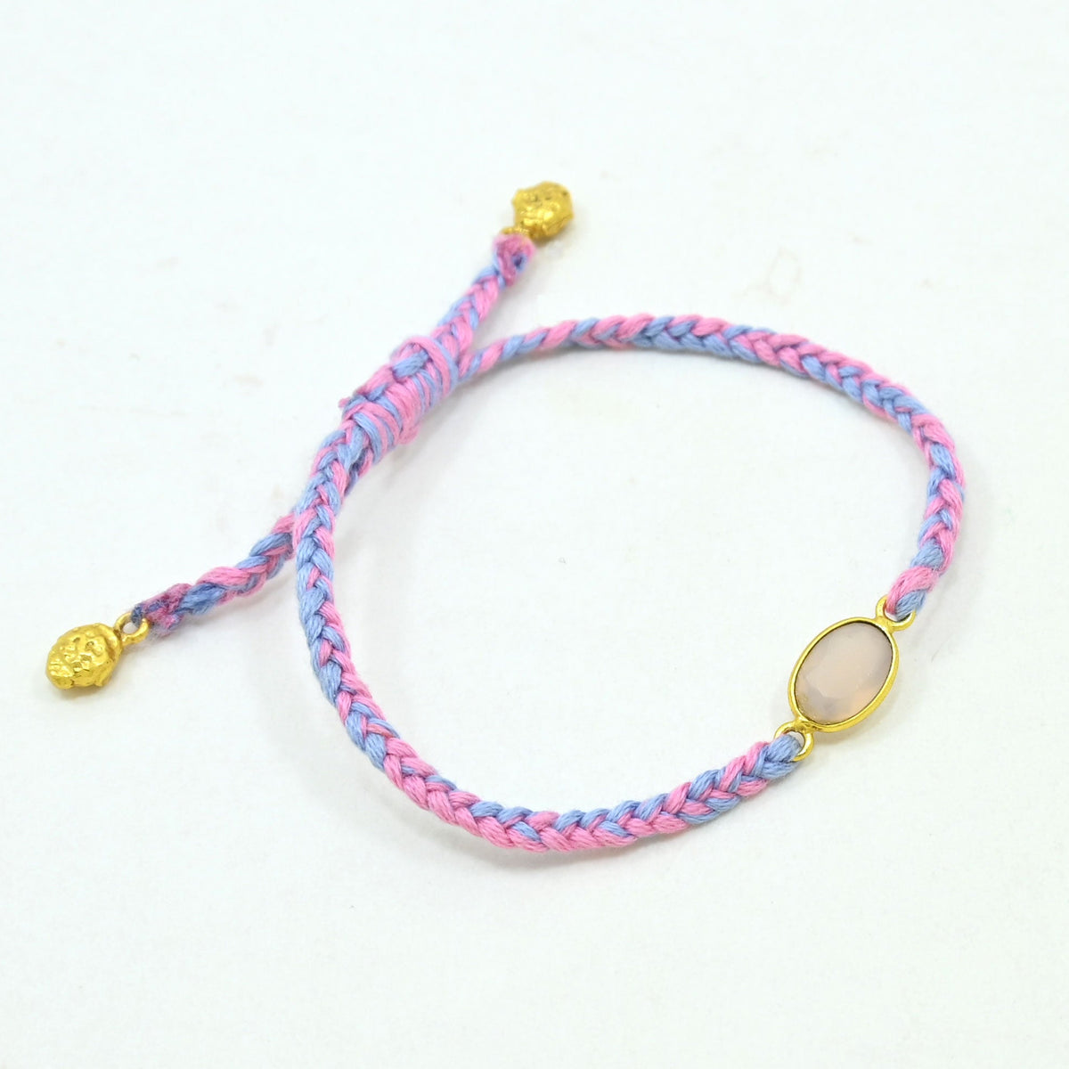 Hand-Woven Multicolor Braided Bracelet - Rose Quartz