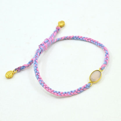 Hand-Woven Multicolor Braided Bracelet - Rose Quartz
