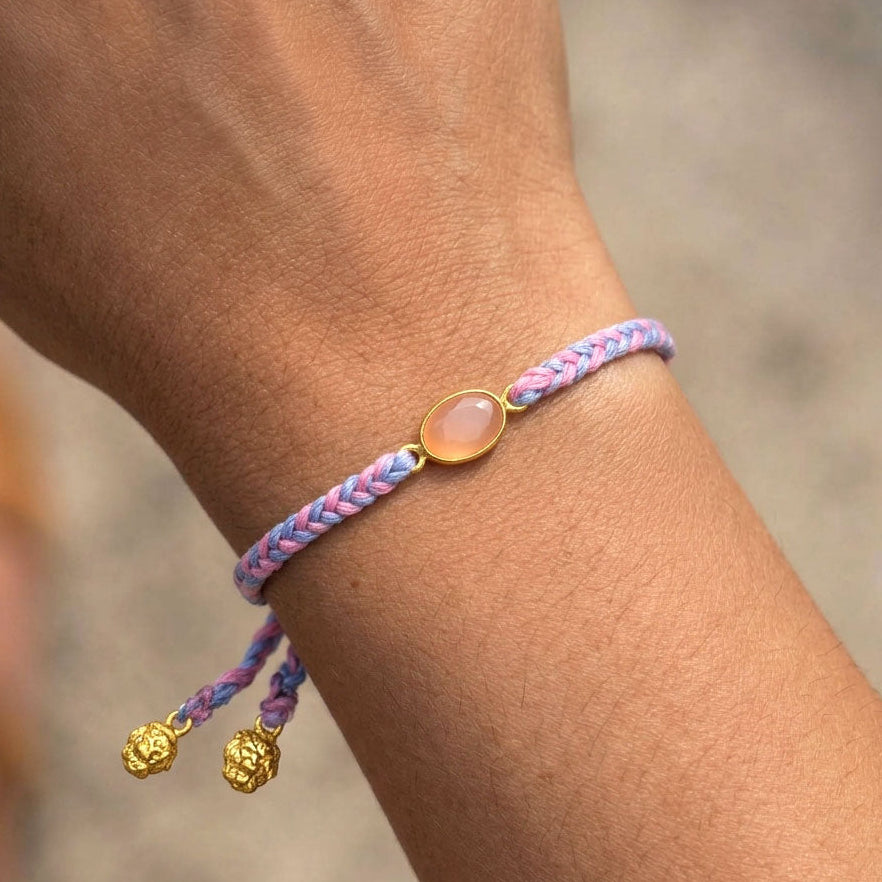 Hand-Woven Multicolor Braided Bracelet - Rose Quartz