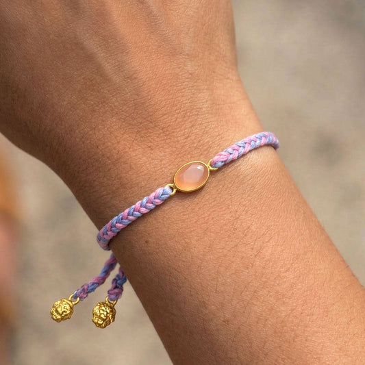 Hand-Woven Multicolor Braided Bracelet - Rose Quartz