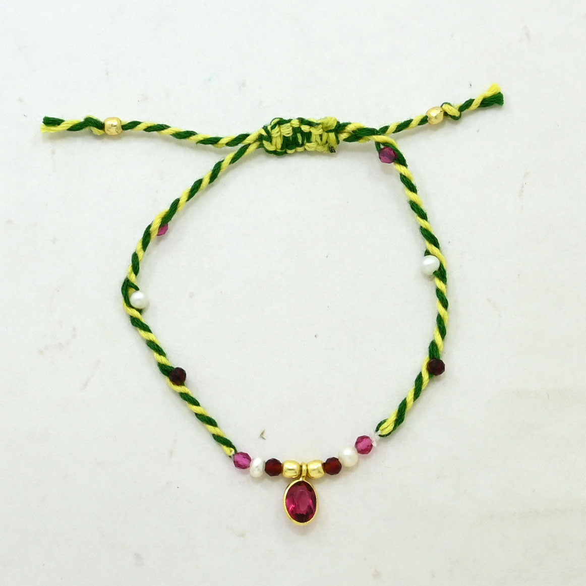 hand woven bracelet with Pink tourmaline 