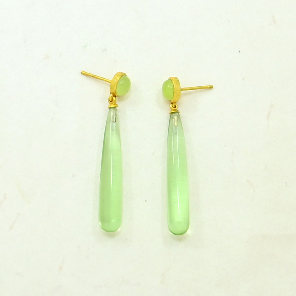 Green Amethyst & Jade Dangle Earrings 