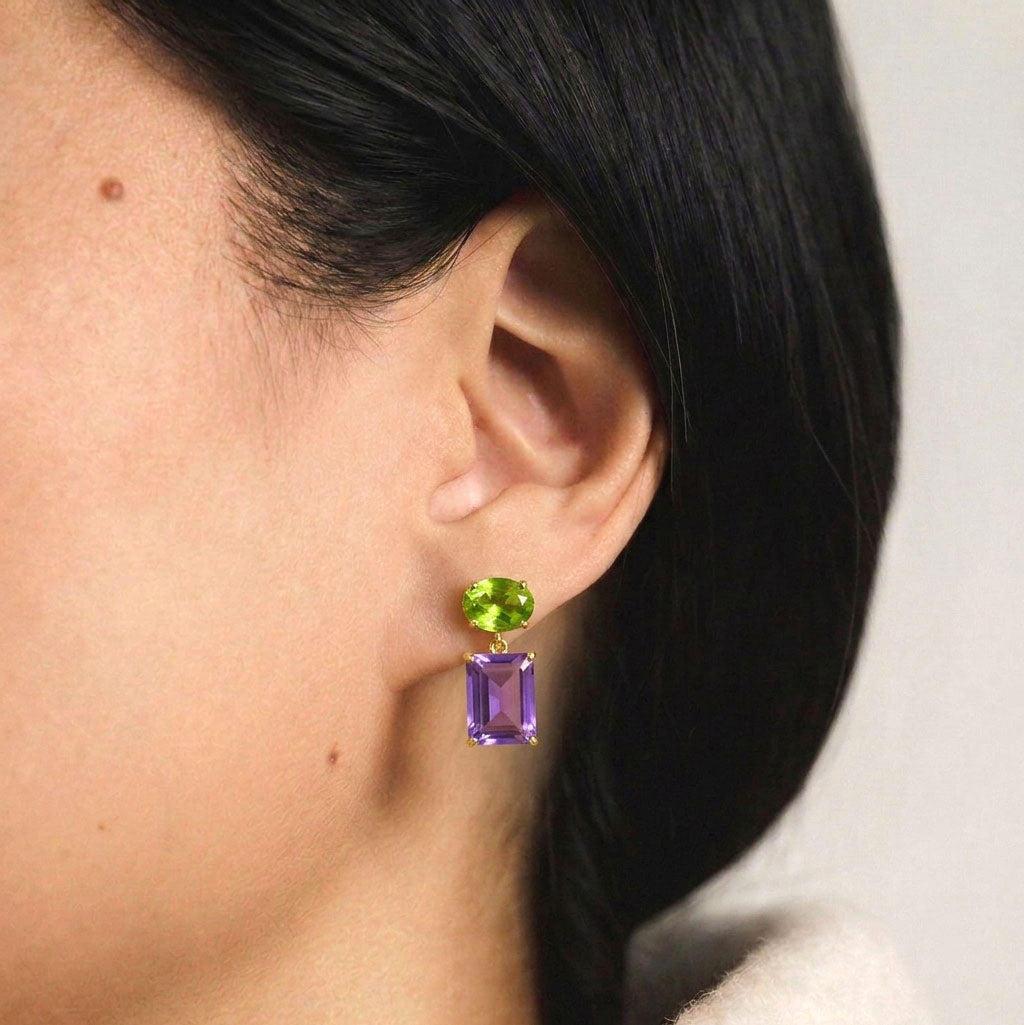 AMY OHRRING - PERIDOT & LILA AMETHYST