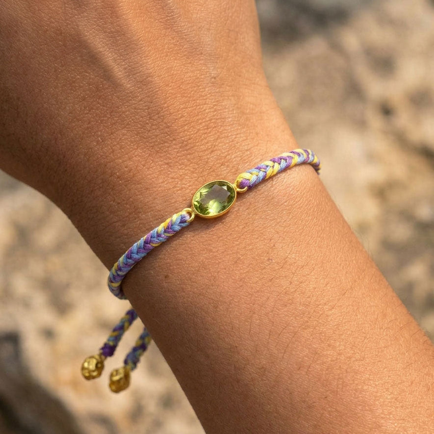 Hand-Woven Lavender Yellow Braided Bracelet - Prasiolite