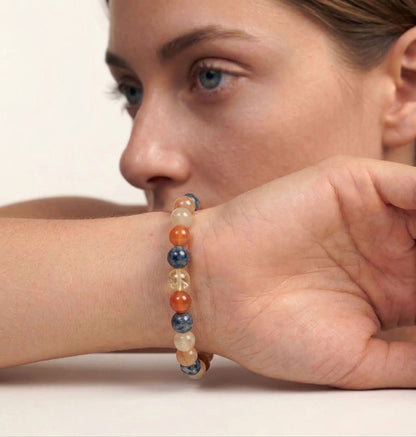 Gemstone Beaded Bracelet - Rabbit Hair Quartz