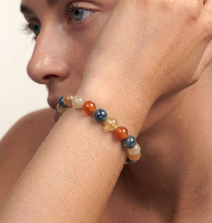 Gemstone Beaded Bracelet - Rabbit Hair Quartz