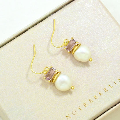 pearl rhodolite earring gold plated