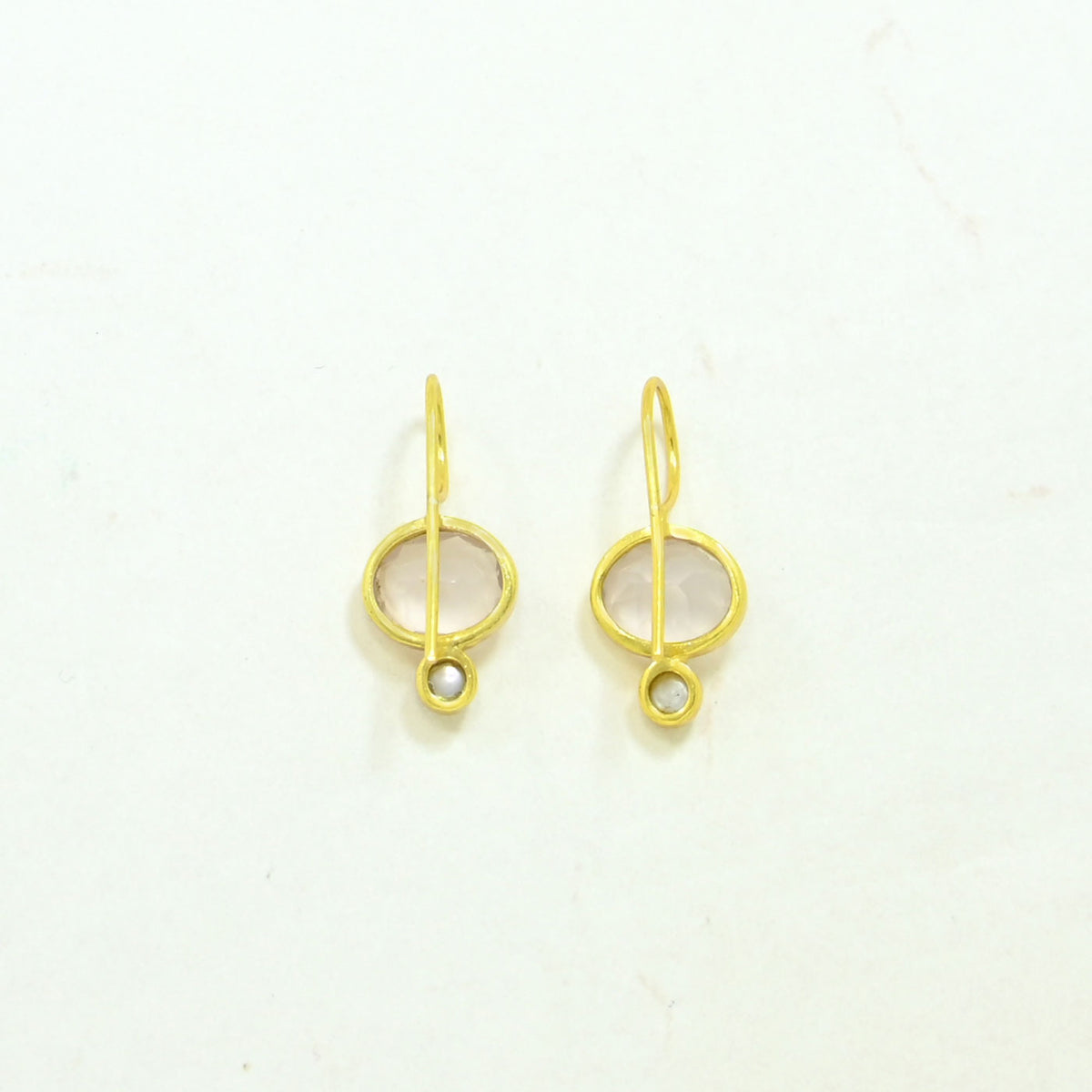 SERINA EARRING - ROSE QUARTZ & PEARL