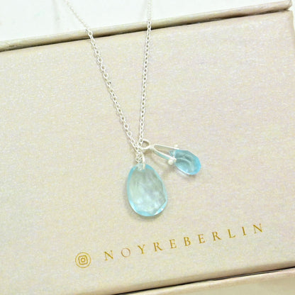 Silver necklace with Blue Topaz gemstone pendant