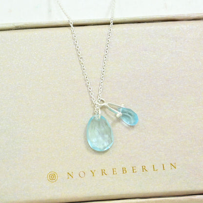 Silver necklace with Blue Topaz gemstone pendant