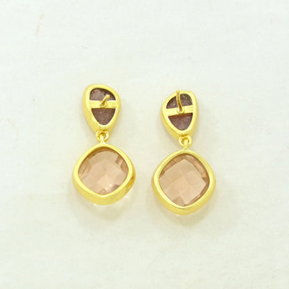 Strawberry Quartz Morganite Earring Gold Plated