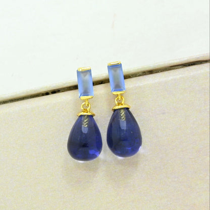 Tanzanite blue chalcedony earring gold plated