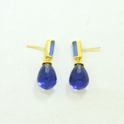 Tanzanite blue chalcedony earring gold plated