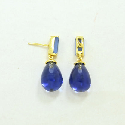 Tanzanite blue chalcedony earring gold plated