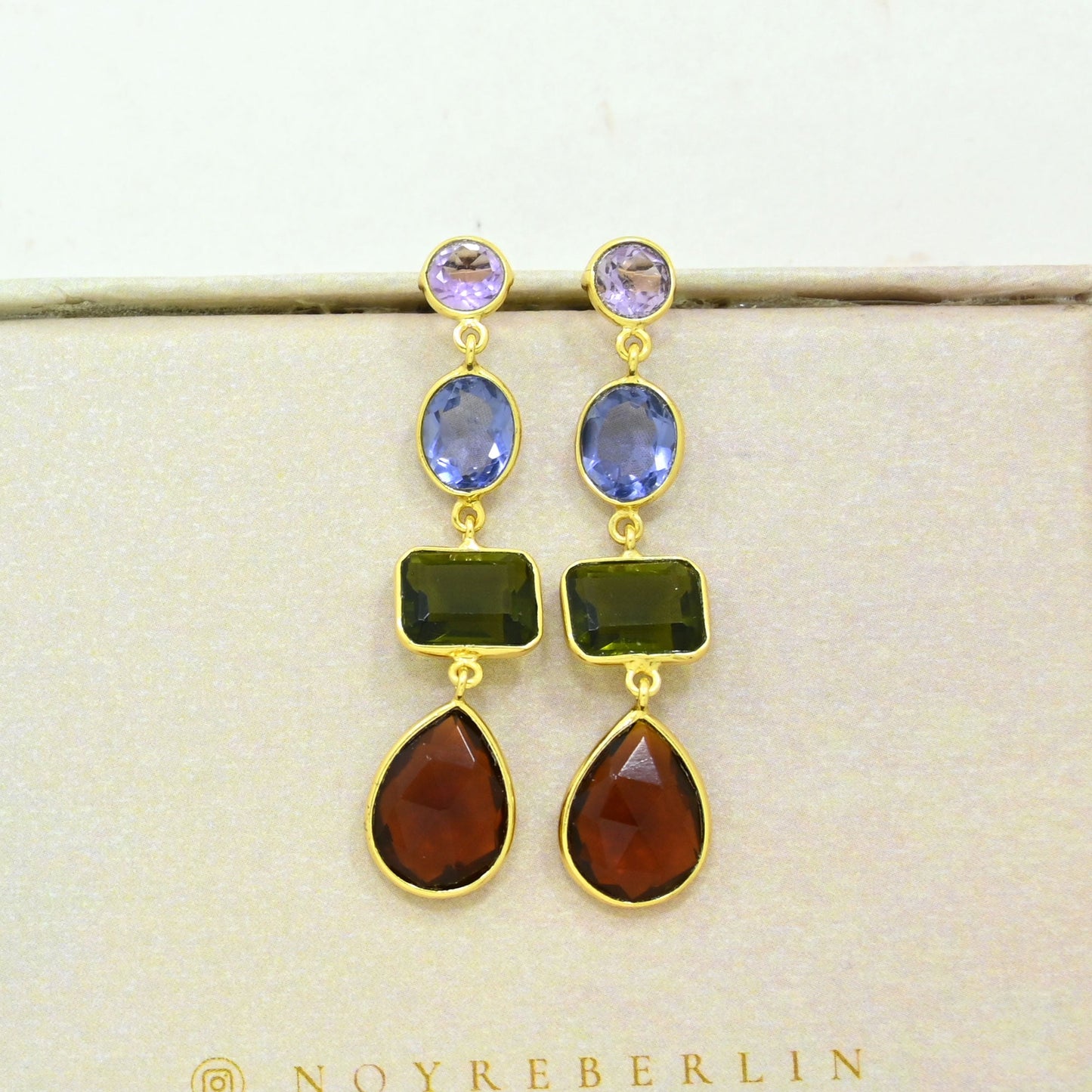 Tanzanite Green Tourmaline Earring Gold Filled