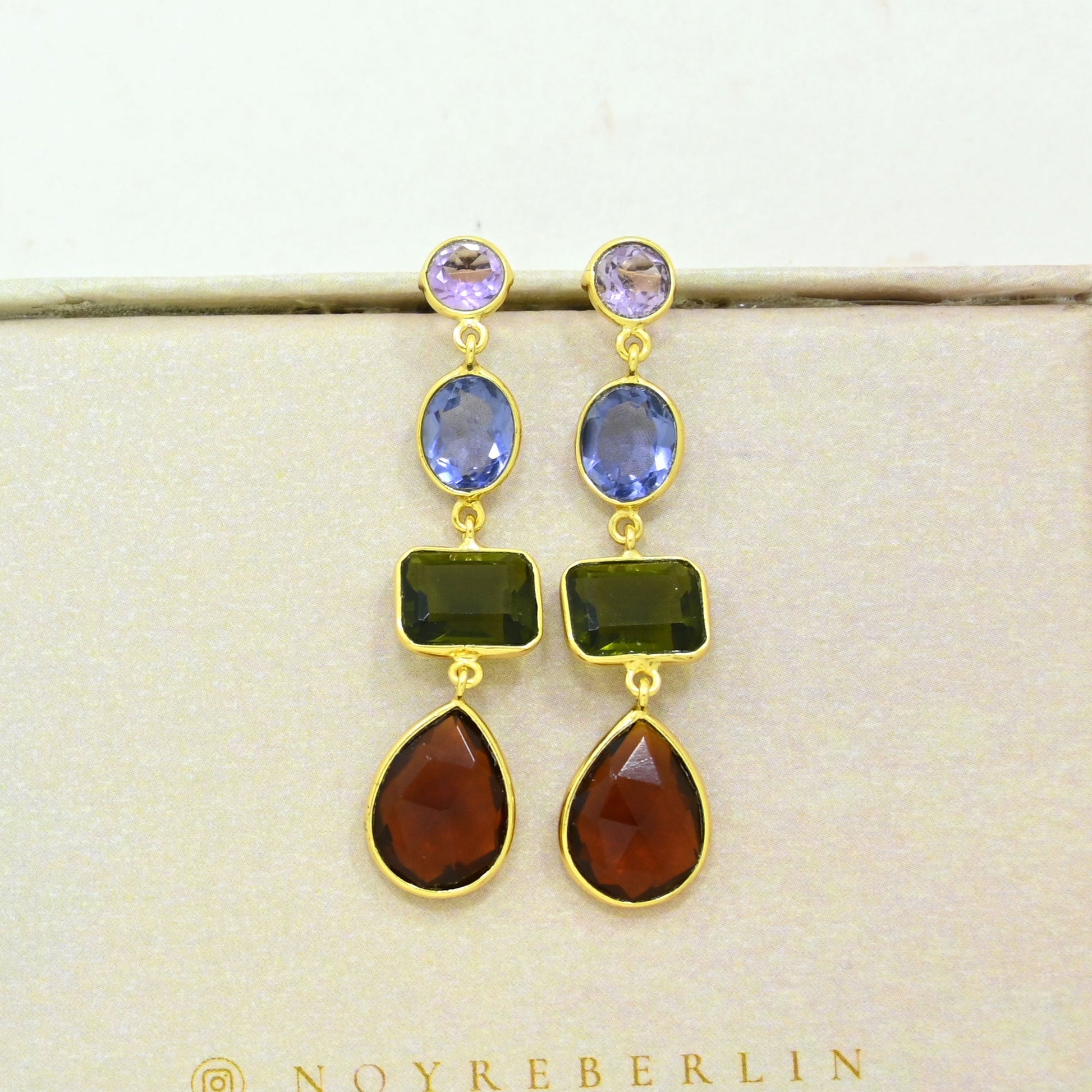 Tanzanite Green Tourmaline Earring Gold Filled