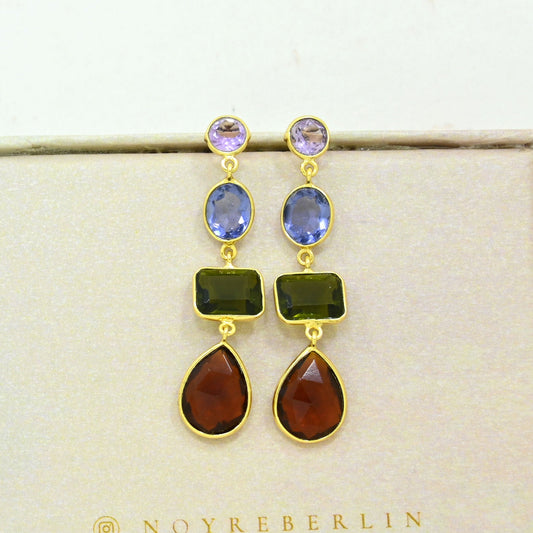Tanzanite Green Tourmaline Earring Gold Filled
