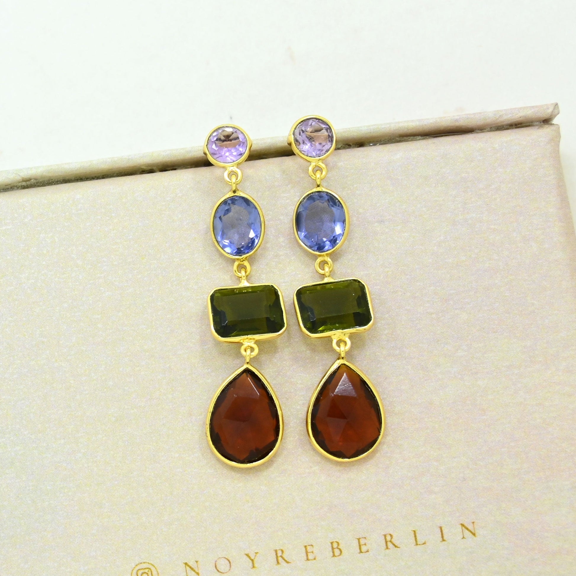 Tanzanite Green Tourmaline Earring Gold Filled
