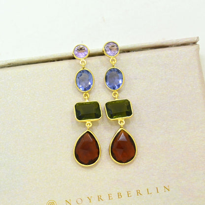 Tanzanite Green Tourmaline Earring Gold Filled