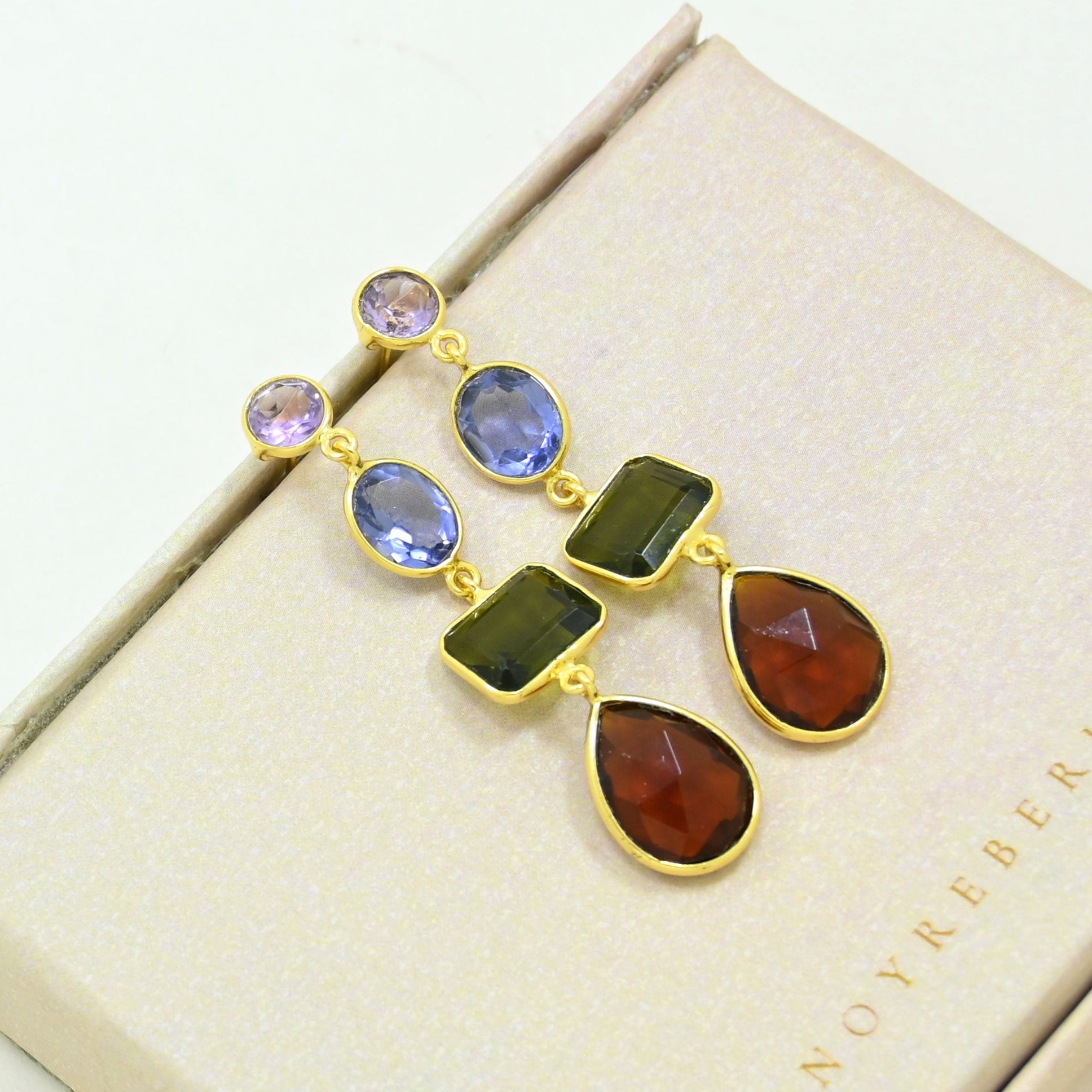 Tanzanite Green Tourmaline Earring Gold Filled