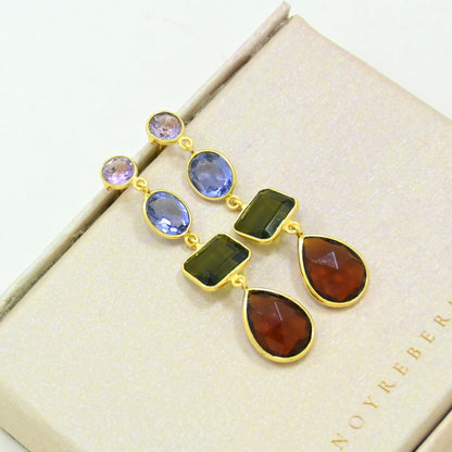 Tanzanite Green Tourmaline Earring Gold Filled