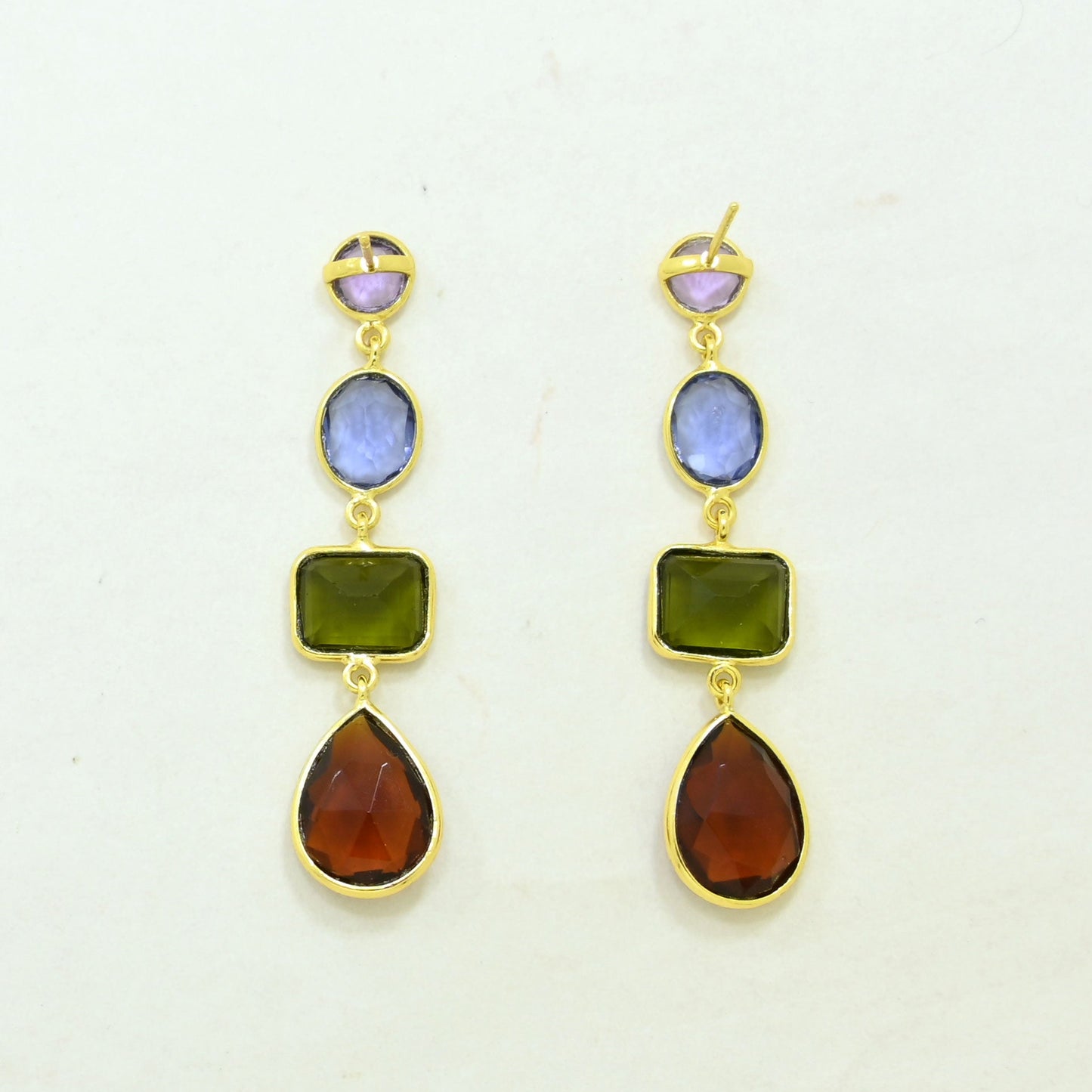 Tanzanite Green Tourmaline Earring Gold Filled