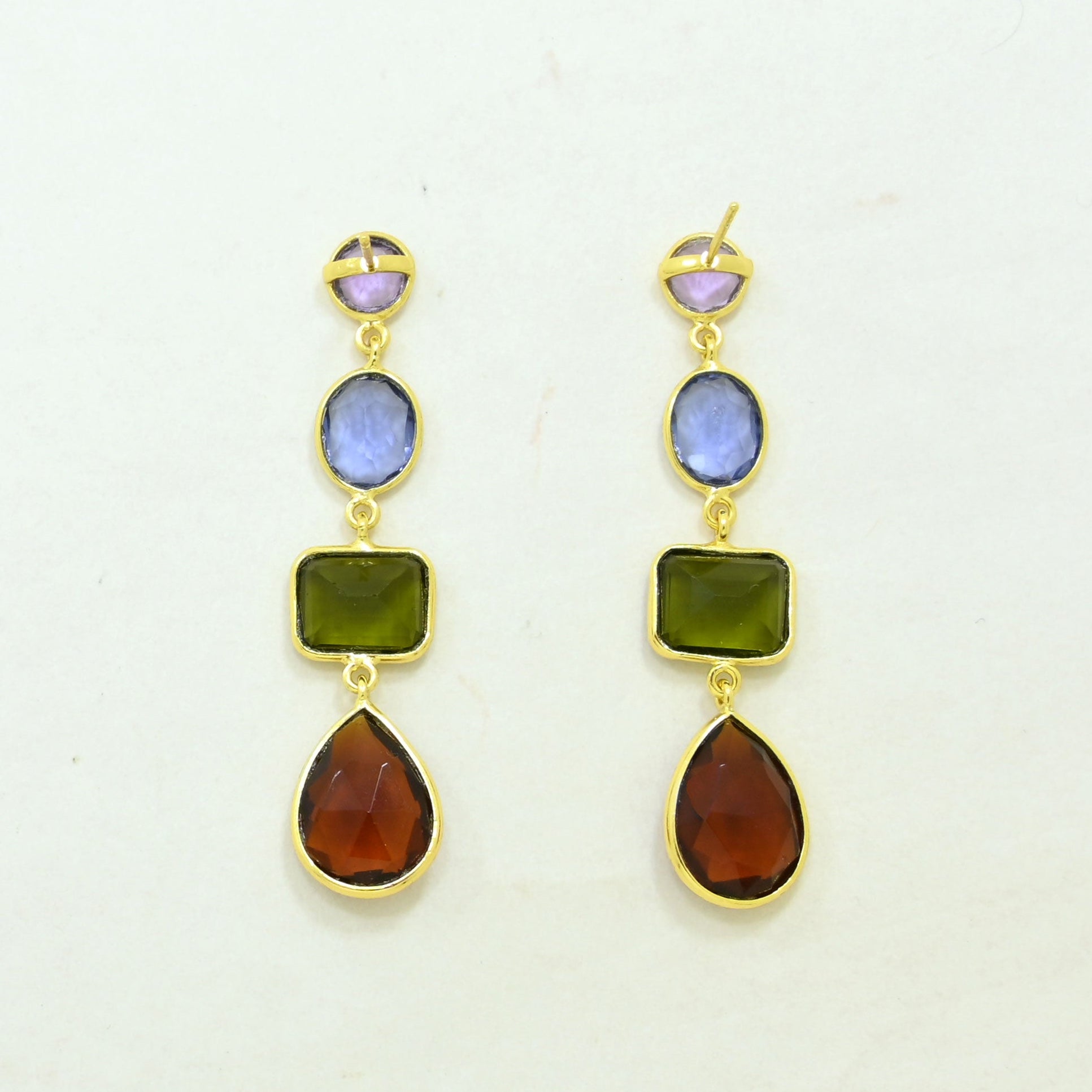 Tanzanite Green Tourmaline Earring Gold Filled