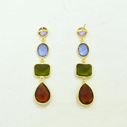 Tanzanite Green Tourmaline Earring Gold Filled