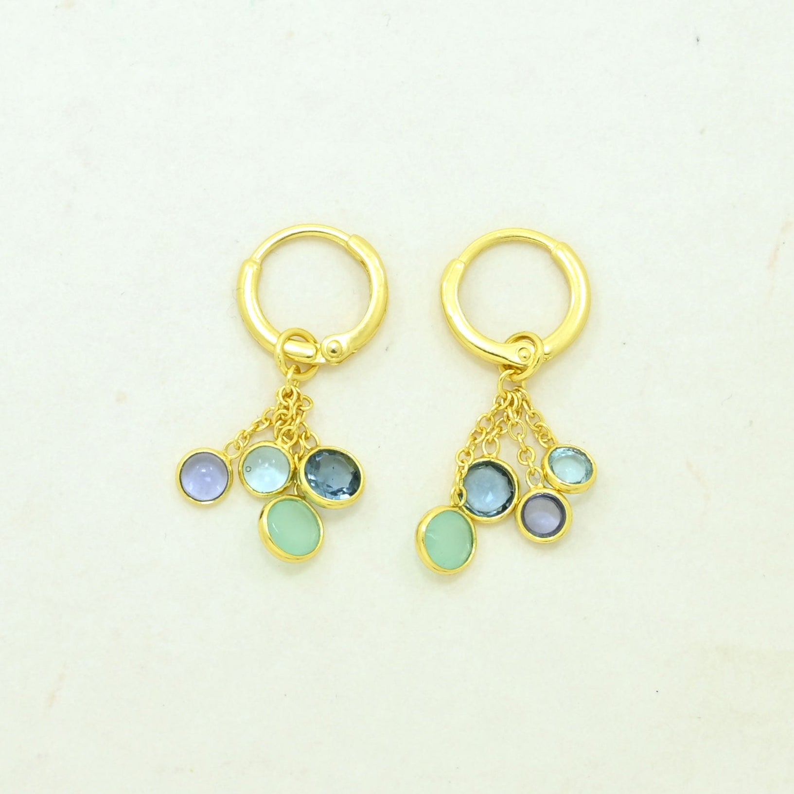 tanzanite blue topaz hoop earrings gold plated