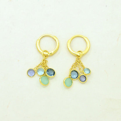 tanzanite blue topaz hoop earrings gold plated