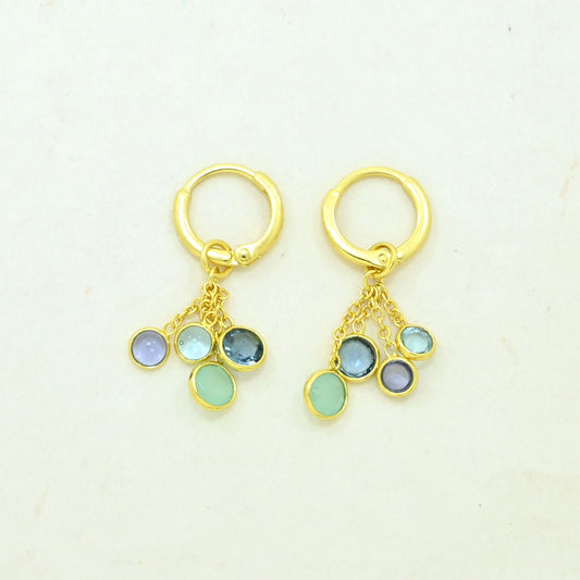 tanzanite blue topaz hoop earrings gold plated