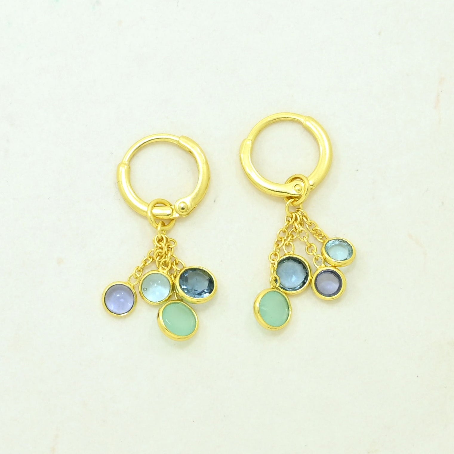 tanzanite blue topaz hoop earrings gold plated
