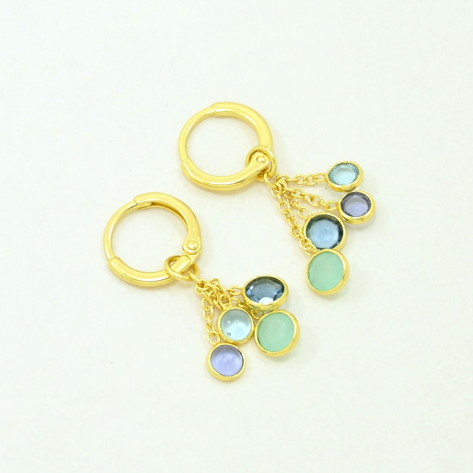 tanzanite blue topaz hoop earrings gold plated