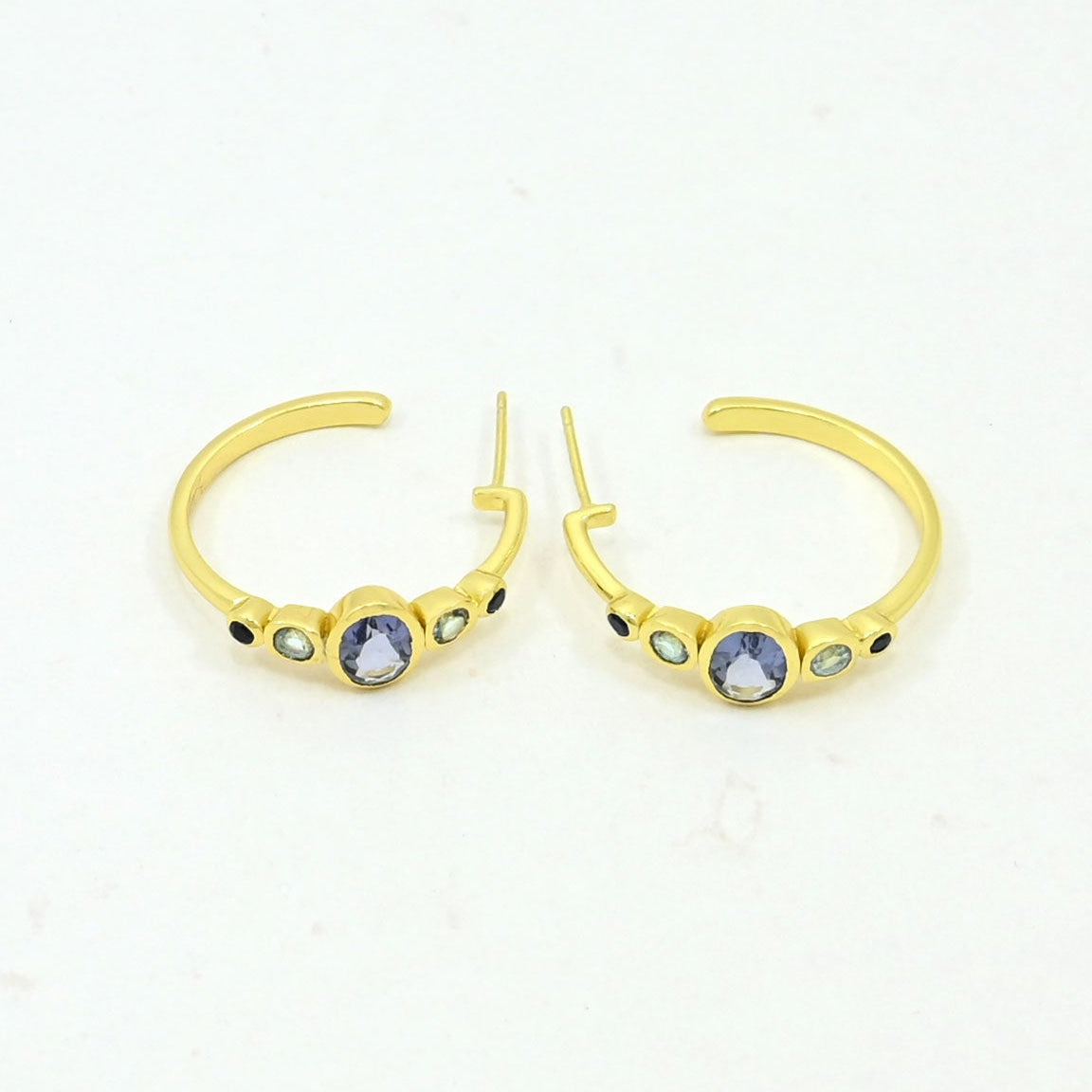 Tanzanite Blue Topaz Hoop Earring Gold Filled