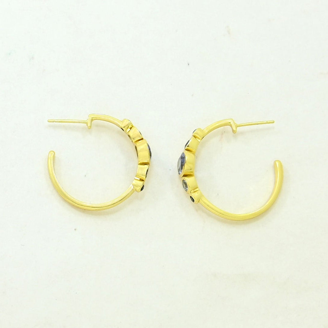 Tanzanite Blue Topaz Hoop Earring Gold Filled