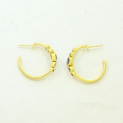 Tanzanite Blue Topaz Hoop Earring Gold Filled