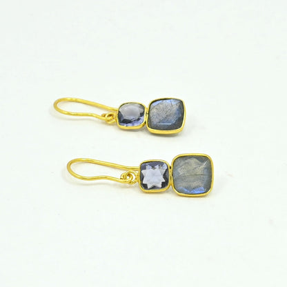 AJOONI EARRING - LABRADORITE & TANZANITE