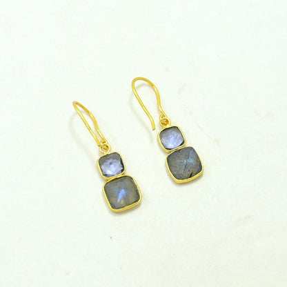 AJOONI EARRING - LABRADORITE & TANZANITE